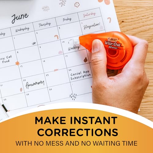 BIC Wite-Out EZ Correct Tear-Resistant Correction Tape with 39.3 ft of Tape, 10-Count Pack in White