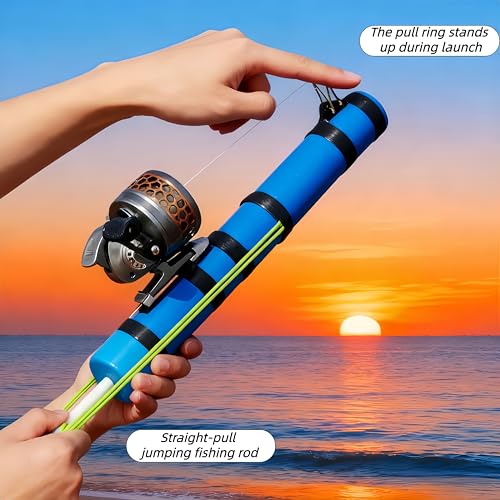 Portable Slingshot, Fishing Rod with Fishing Reel Compact, Telescopic Casting Gear, for Saltwater Professional Launching B...