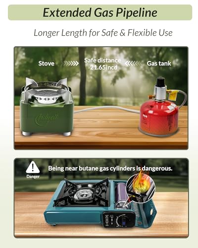 Indwell Camping Stove Windproof Infrared Single Burner Portable Propane Butane Stove with Piezo Ignition Perfect for Campi...