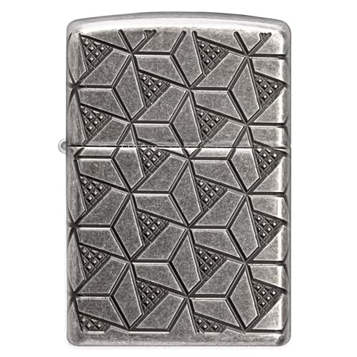 Zippo Lighter: Armor MultiCut Geometric Deep Carve - Antique Silver 49883