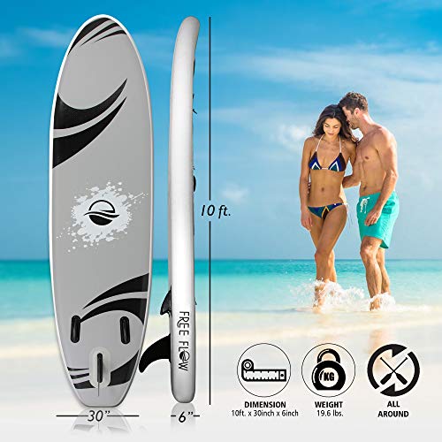 SereneLife Inflatable Stand Up Paddle Board with Premium SUP Accessories – Wide Stable Design with Non-Slip EVA Deck Pad f...