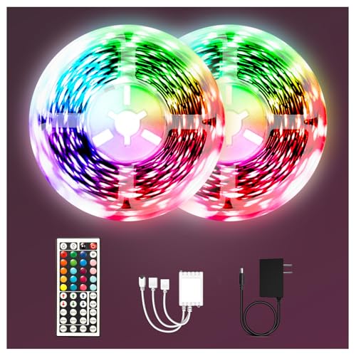 phopollo 65.6FT Led Lights for Bedroom, 5050 Color Changing Led Strip Lights with 44-Key Remote and 12v Power Supply, Led ...