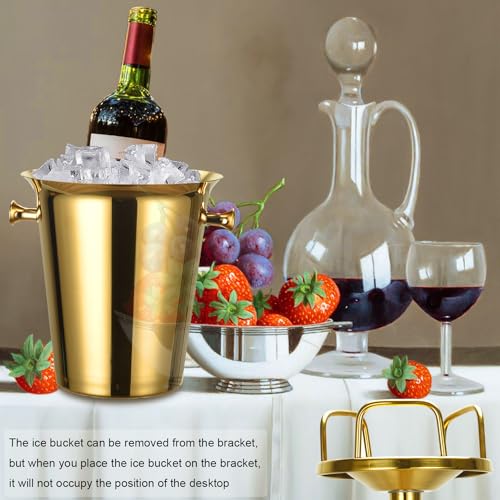 Champagne Bucket with Stand,Ice Bucket with Stand Stainless Steel Bucket Wine Chiller On Stand 12Lb Hammered Tall Ice Buck...