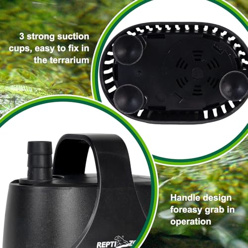 REPTIZOO Low Water Level Drain Pump, 243GPH 26W Submersible Drain with Bottom Suction, Flow Adjustable Bottom-draw Water P...