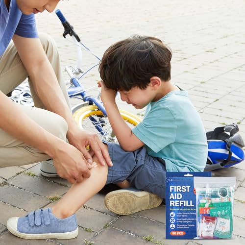 SuccorWare 90 Pieces First Aid Refill Kit - Wound Care Kit Includes Bandages for Home, Travel, Hiking - Portable Replaceme...