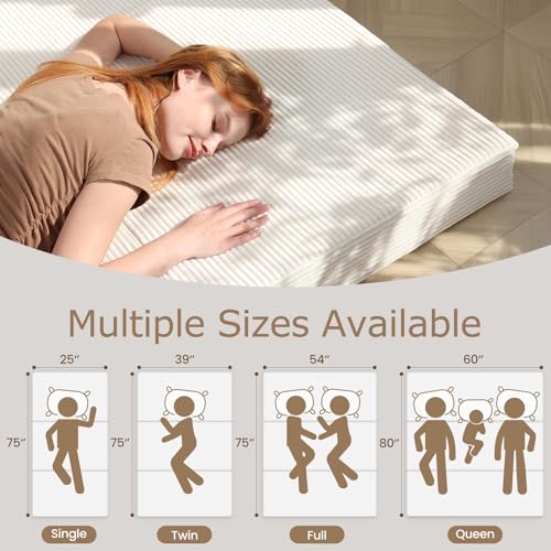 feliz home 6-Inch Tri-Fold Mattress Twin Size - Foldable Futon Sofa Bed with Removable Washable Cover, Folding Memory Foam...