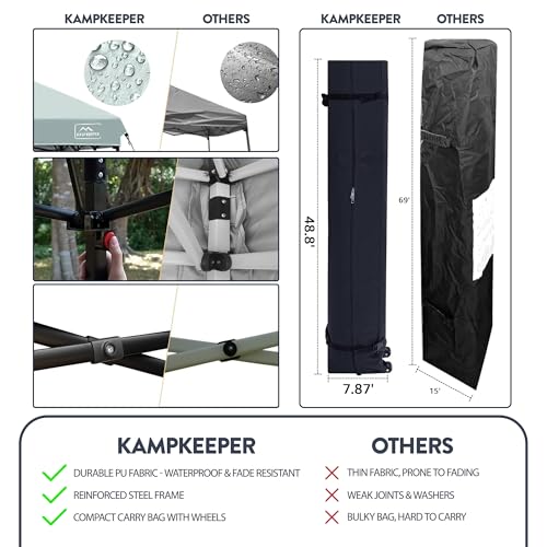 KAMPKEEPER 10x10 Pop-Up Canopy Tent, Waterproof Portable Shade with Screen Walls, Adjustable Instant Outdoor Shelter for C...