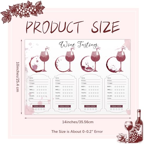 Gandeer 48 Pcs Wine Tasting Placemats Set Wine Score Rating Sheet Disposable Paper Placemat for Christmas Thanksgiving Bir...