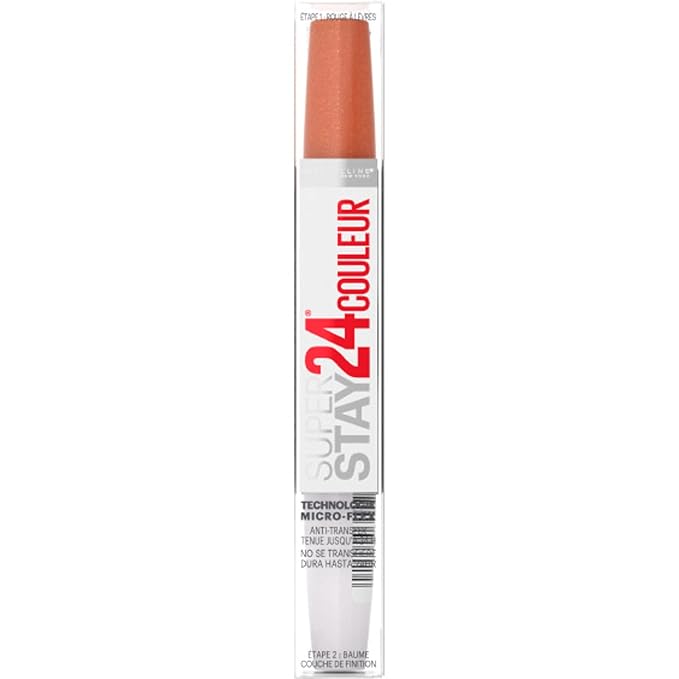 MAYBELLINE Super Stay 24 2-step Long Lasting Liquid Lipstick and Lip Balm, 910 Copper Glisten, 1 count
