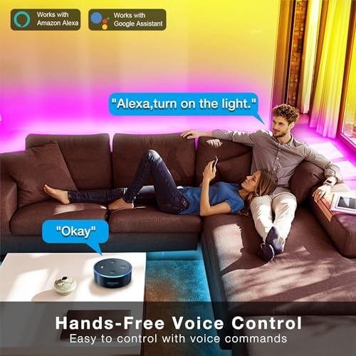 DAYBETTER 100 ft Smart WiFi Led Lights, Led Strip Lights Work with Alexa and Google Assistant, App Voice Remote Control Mu...