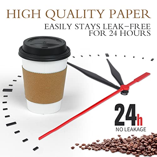 Ginkgo 100 Pack 12 oz Disposable Thickened Paper Coffee Cups with Lids and Sleeves, To Go Hot Coffee Cups, Hot Chocolate, ...