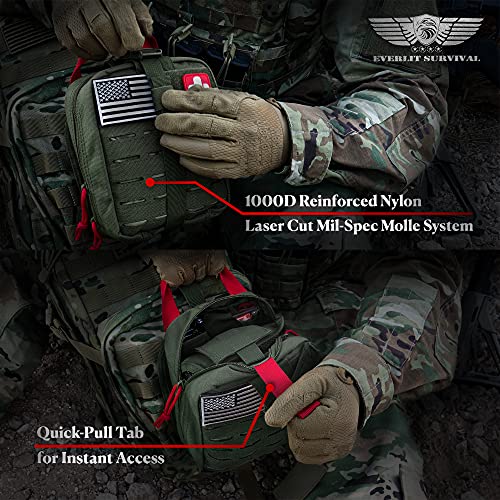 EVERLIT Advanced Trauma Kit, CAT GEN-7 Tourniquet, TCCC Compliant, Mil-Spec Nylon Laser Cut Pouch with 36" Splint, Militar...