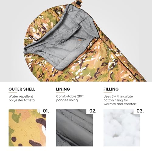 OneTigris Light Patrol 4 Season Mummy Sleeping Bag, 32°F Cold Weather Camping Bags for Camping Hiking Backpacking, Surviva...