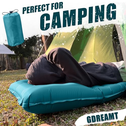 GDREAMT Inflatable Camping Sleeping Pad with Pillow, Extra Thickness 4 Inch Sleeping Mat with Built-in Pump, Compact & Ult...