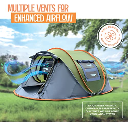 maple99 4 Person Pop Up Tent for Camping - Lightweight & Portable, Easy Quick Set-Up, 2 Doors, Lantern Hook, Storage Pocke...