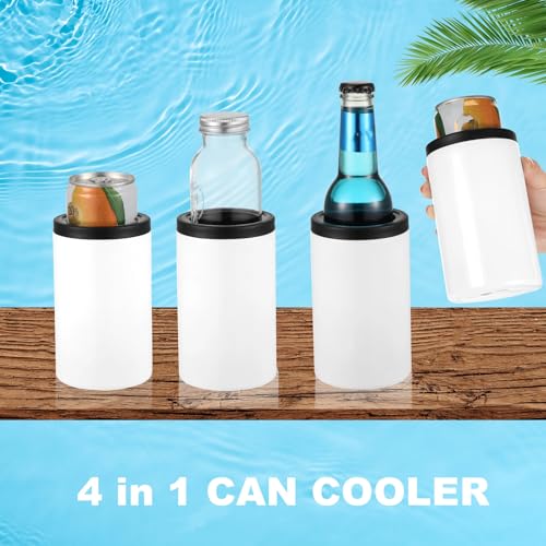 Uiifan 12 Set White Sublimation Can Cooler 12 oz Can Cooler Bulk Customizable Stainless Steel Double Wall Insulated Blank ...