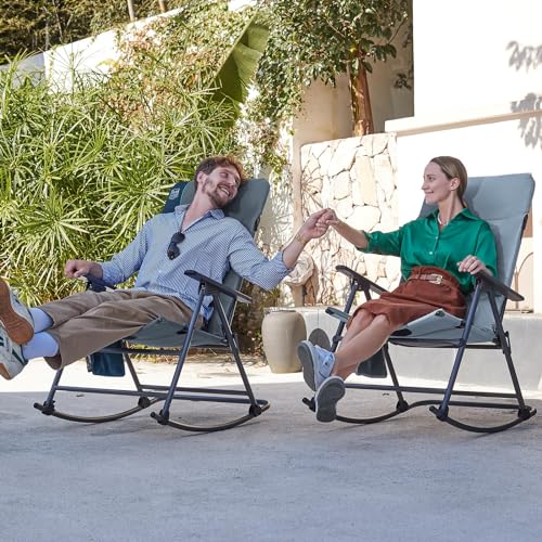 Timber Ridge Oversized Folding Rocking Camping Chair, Padded Outdoor Rocker with High Back, Portable Outdoor Chair for Pat...