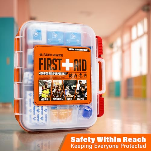 EVERLIT 400 Pcs OSHA Compliant First Aid Kit, Wall-Mountable Essential Emergency Kit for Home, Business, School, Warehous...