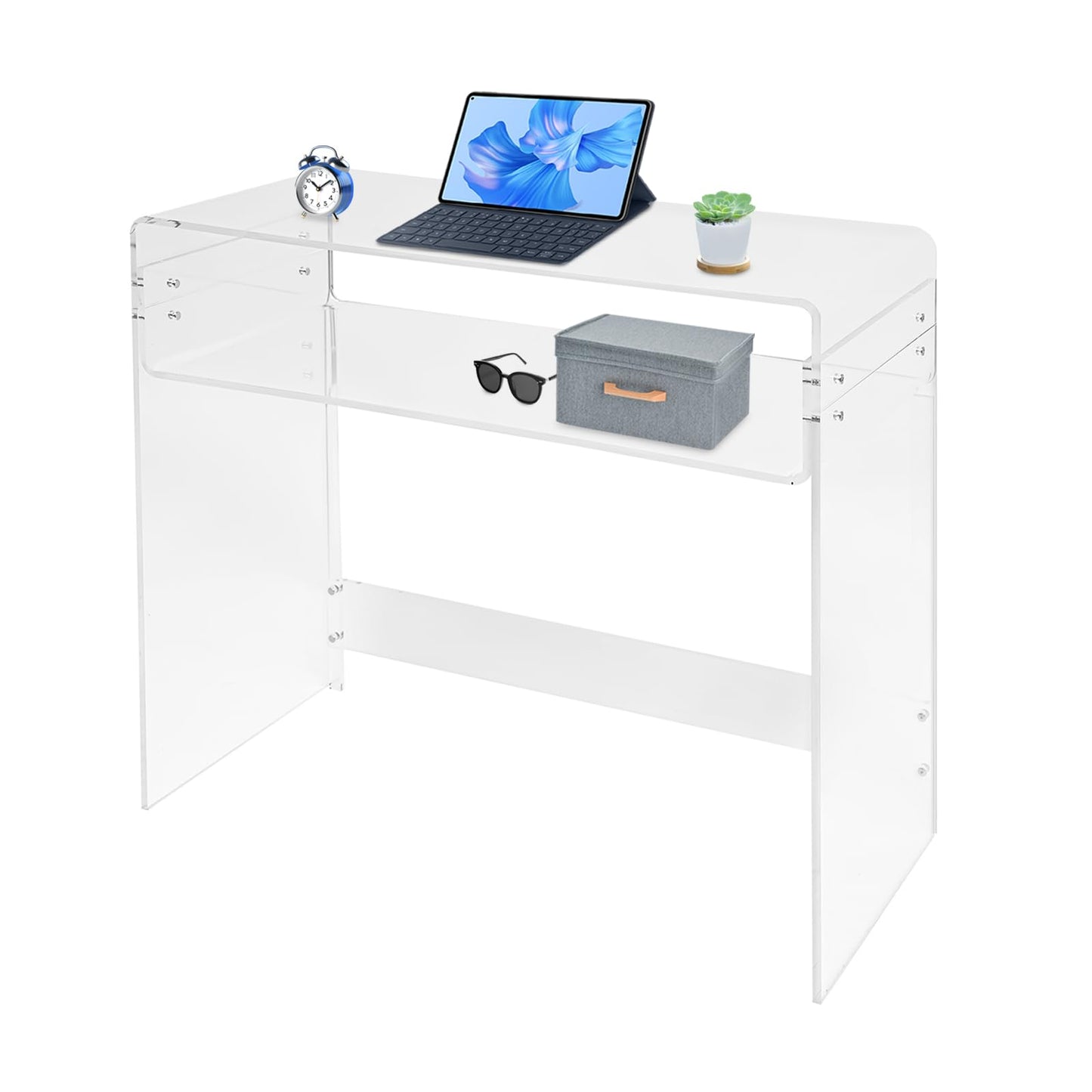 GALAXYWAY 33.5" L x 15.7''W x 29.5" H Acrylic Desk, Clear Acrylic Table Desk Modern Home Office Desk Clear Acrylic Console Table Minimalist Desk for Bedroom Office Living Room 66Lbs Load Capacity