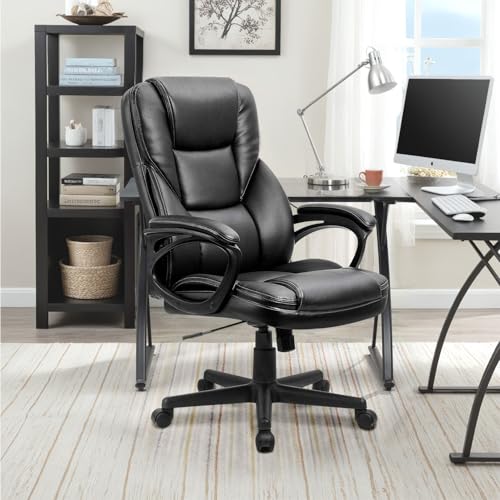 Furmax Office Executive Chair High Back Adjustable Managerial Home Desk Chair, Swivel Computer PU Leather Chair with Lumba...