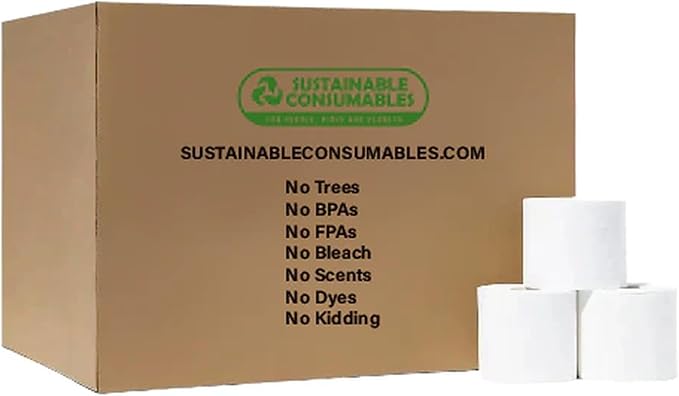 Bamboo Toilet Paper, 48 Rolls – 2-Ply, 1000 Sheets, Sustainable Tree-Free Bulk for Business, Commercial & Educational Environments