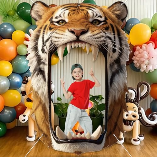 Tiger Party Decorations Realistic Tiger Door Banner Tigers Theme Door Hanging Background Jungle Animal Photo Booth Prop fo...