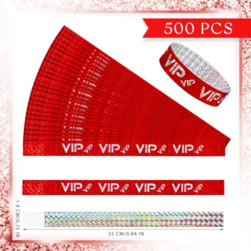 Teling 500 Pack VIP Plastic Wristbands Bracelets Party for Events VIP Custom Wristbands Plastic Bracelets Tear proof Water...