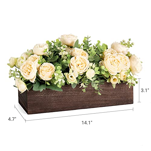 Dahey Centerpiece Table Decorations for Dining Room Farmhouse Table Centerpieces Decor Wood Tray with 3 Artificial Flowers...
