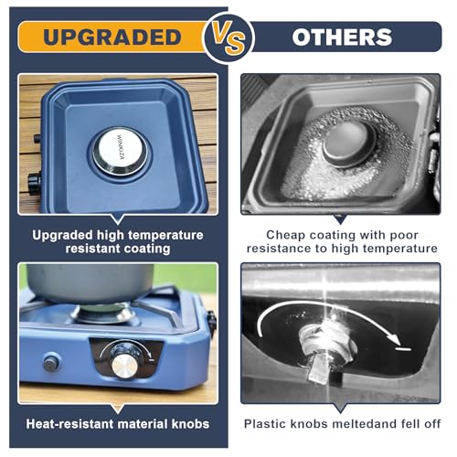 Upgraded WINKIZA 2 Burner Propane Camping Stove with Grill, Foldable Camp Stove with 16,000 BTU, Two Adjustable Burners wi...