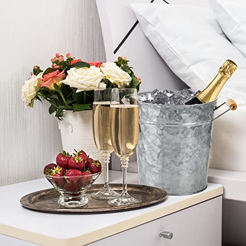 Frcctre Farmhouse 4 Liter Ice Bucket with Lid, Galvanized Metal Beverage Tub with Scoop and Handles, Drink and Wine Chille...
