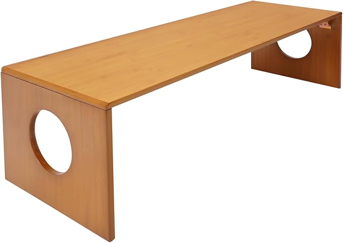 NemuGuda Folding Portable Coffee Table, Bamboo Low Japanese Floor Table, 39.3in Small Tatami Tables for Living Room Bedroom Patio, Lightweight & Sturdy Indoor Outdoor Use