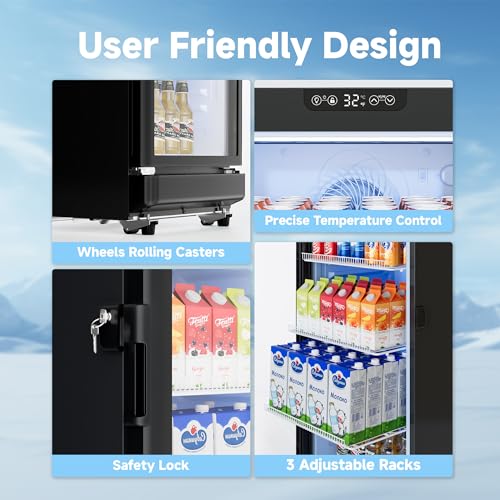 ICEVIVAL 6 Cu.Ft Commercial Refrigerators, Display Fridge with Double-Tempered Glass Door, Beverage Cooler for Bar, Offic...