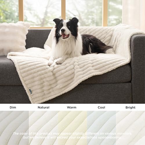Bedsure Waterproof Dog Blankets for Large Dogs - Soft Pet Cat Blanket Corduroy Fleece for Couch Bed Protector Washable, Co...