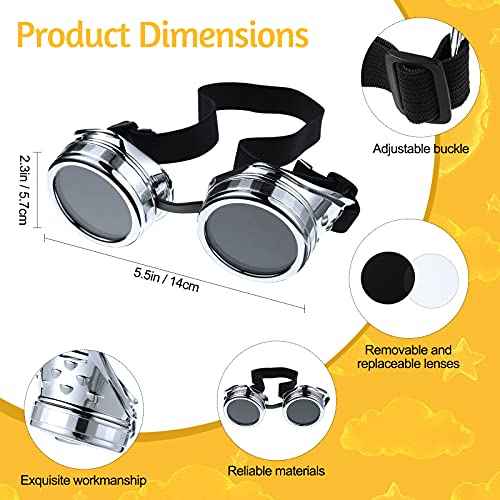 Geyoga Halloween Cosplay Costume Accessories Adult Vintage Steampunk Goggles Punk Sunglasses Yellow Beanie