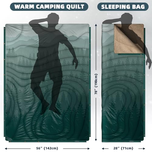 KawaGebo Kamp Outdoor Camping Blanket with Sherpa Lining, Extra Warm Thick Camp Blankets and Puffy Ultralight Soft Poncho ...