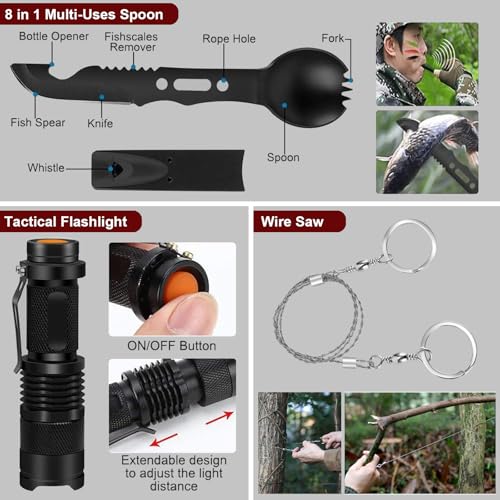 Gifts for Men Christmas - 118-in-1 Survival Kits - Military-Grade Survival Gear for Outdoor Adventures, Disaster Preparedn...