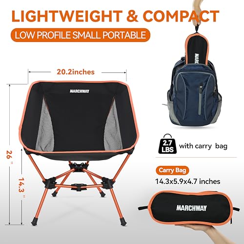 MARCHWAY Lightweight Folding Camping Chair, Portable Foldable Compact for Outdoor Camp, Travel, Beach, Picnic, Festival, H...