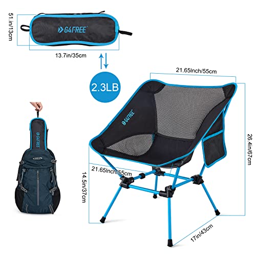G4Free 2Pcs Folding Camping Chairs, Ultralight Compact Backpacking Folding Chairs Lawn Chairs Heavy Duty 330lbs with Side ...