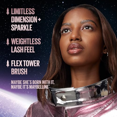 Maybelline Lash Sensational Sky High Glitter Mascara, Diamond Effect Eye Makeup for Lashes and Brows, Washable, Space Diam...