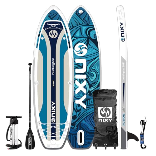 NIXY G5 Huntington Inflatable Paddle Board Compact SUP 9'6" x 32" x 6" Ultra-Light Stand Up Paddleboard, Welded Seams, Wov...
