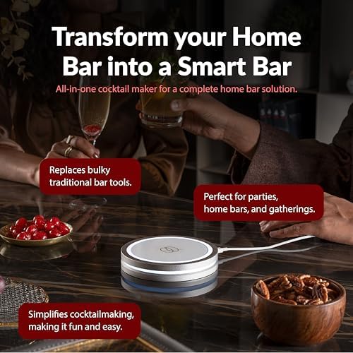Barsys Smart Coaster 2.0: Learn How to Mix Perfect Drinks, Portable Cocktail Mixer with 1000+ Recipe, Cocktail and Mocktail Drink Maker, AI-Powered and App-Enabled Drinks