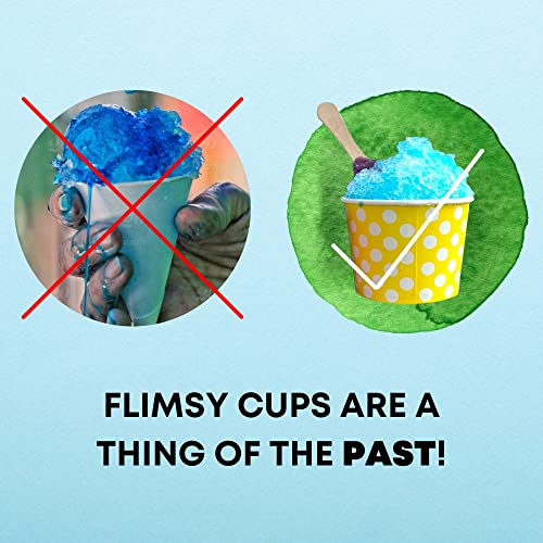 140 Piece Multi-Colored Snow Cone/Shaved Ice Kit - Includes 40 (12oz) Yellow, Pink, Green and Blue Cups, 50 Candy Spoons, ...