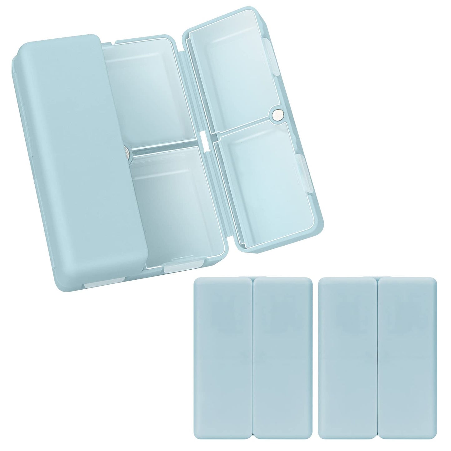 FYY Daily Pill Organizer,2 Pcs 7 Compartments Portable Pill Case Travel Pill Organizer,[Folding Design] Pill Box for Purse Pocket to Hold Vitamins,Cod Liver Oil,Supplements and Medication-Blue