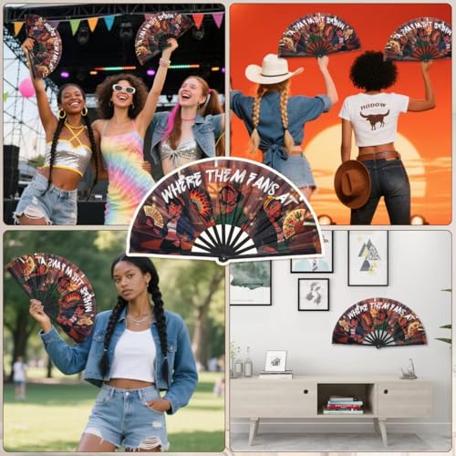 Boots On The Ground Fan ，Cowboy Dance with A Folding Fan,Clack Fan,Decorative Hand Fans,Clacking Fans for Line Dancing,Wes...