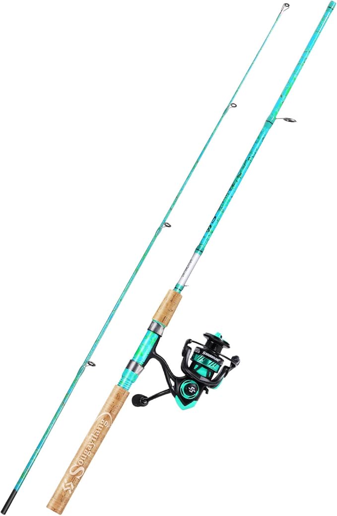Sougayilang Fishing Rod and Reel Combo, 2-Piece 5-Foot 6-Inch Graphite & Fiberglass Rod, Durable and Strong, Quickset Ant...