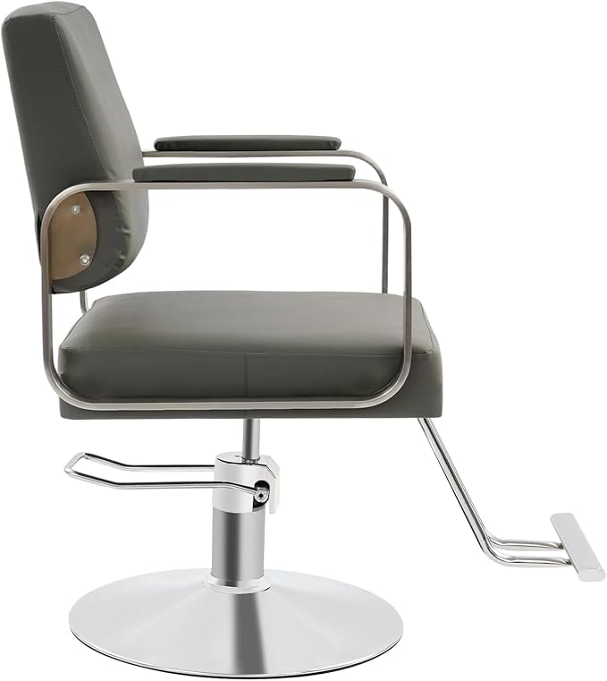 Artist Hand Salon Chair for Hair Stylist, 360° Swivel Hydraulic Barber Chair Barber Styling Chair Tattoo Chair Salon & Spa Chairs for Hair Stylist Women Man, Max Load Weight 440 Lbs (Grey+Silver)