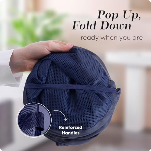 Handy Laundry Collapsible Mesh Pop Up Hamper with Wide Opening and Side Pocket - Breathable, Sturdy, Foldable, and Space-S...