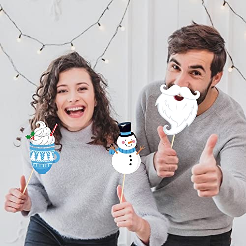 Anor Wishlife Snowman Photo Booth Props,Winter Wonderland Snow Booth Props(25CT)