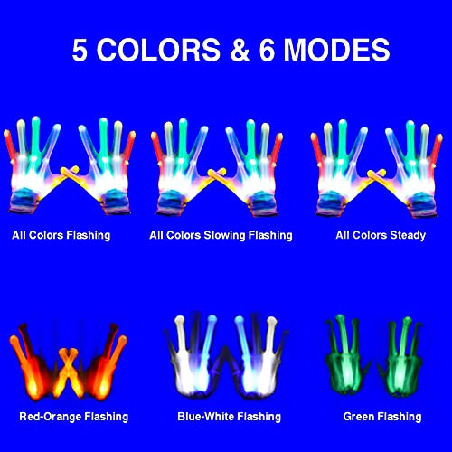 GLEDLOVES LED Gloves for Kids, Teens & Adults - Finger Light Gloves with 5 Colors/6 Modes - Perfect for 9-12 Year Old Boys...
