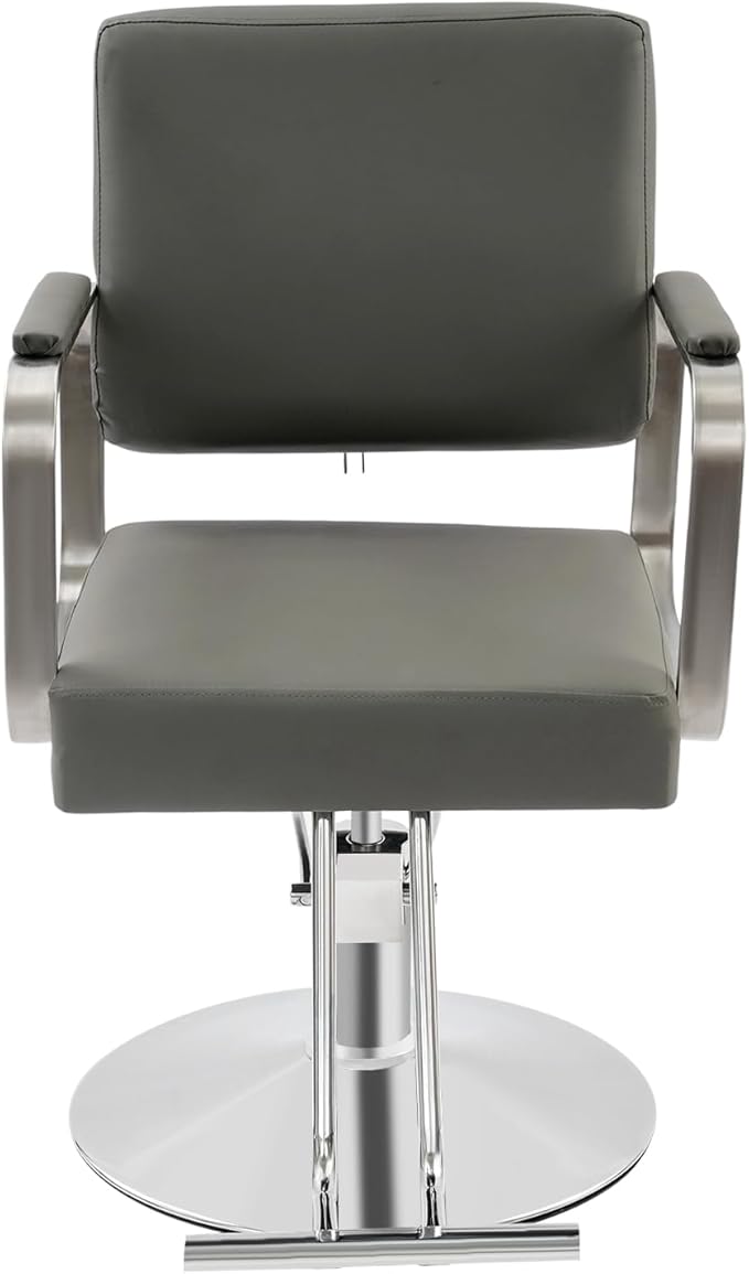 Barber Salon Chair, Hair Salon Chair for Hair Stylist for Barbershop Home Height Adjustable & 360° Swivel Styling Barber Chairs Spa Beauty Equipment, Max Load Weight 440Lbs (Grey+Silver)